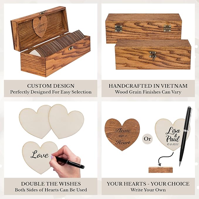 Jecor Wedding Guest Book Alternative with Sign Guest Book Wedding Reception | - Sign in Guest Book Alternatives - Rustic Wedding Decorations - Wedding Book - 98 Large Hearts & 2 Hearts Signs - Rustic - Image 5