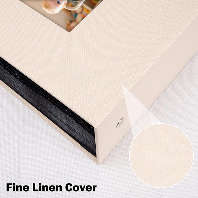 Aevdor 200 Pocket 8x10 Photo Album, Large Capacity Linen Cover Photo Album 8x10 Holds 200 8 x 10 Inch Pictures, Photo Book for Family, Wedding, Baby, Party, Holiday and Christmas Pictures Black&Beige - Image 7