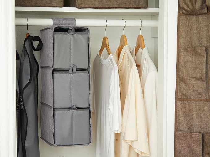 Covermates Hanging Shoe Organizer Set, 7"W x 13.5"D x 20.75"H, Grey Heather | durable polyester construction, removable trays, 3-year warranty - Image 5