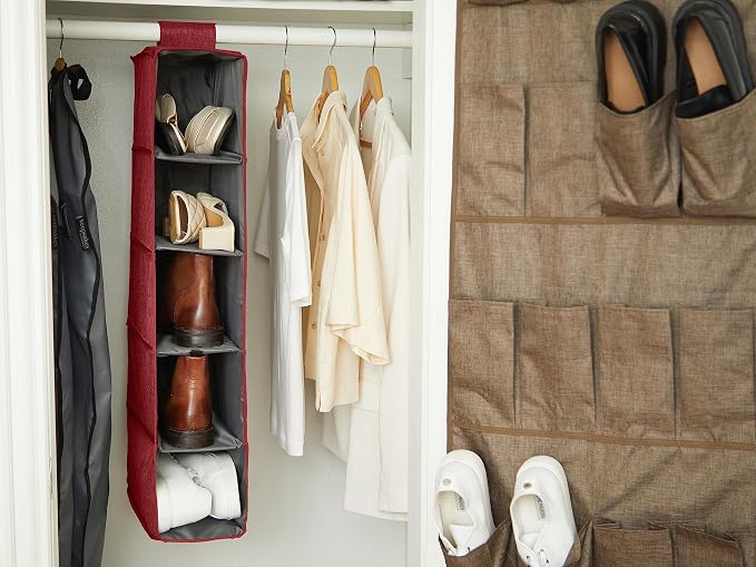 Covermates Hanging Shoe Organizer for Closet, 7" W x 13.5" D x 34" H | durable polyester construction, label window, 3-year warranty - Image 6