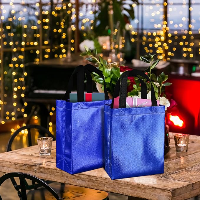 BLEWINDZ 100 Medium Reusable Gift Bags with Handles - Ideal Party Favors & Shopping Bags (10 Colors) - Image 2