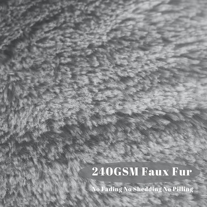 Faux Fur Bean Bag Cover (No Filler) Stuffed Animal Storage Adults Kids Gray | Bean Bag Covers Large Bean Bag Sofa for Kids Teens, furry fuzzy surface, for living room bedroom kids holiday gift - Image 9