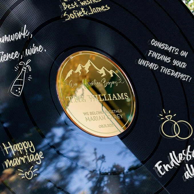 Wedding Vinyl Record Alternative Guestbook | First Dance Special Song Record Guest Book for Wedding Guests | Custom Acrylic Record Wedding GuestBook Alternative - D2 - Image 5