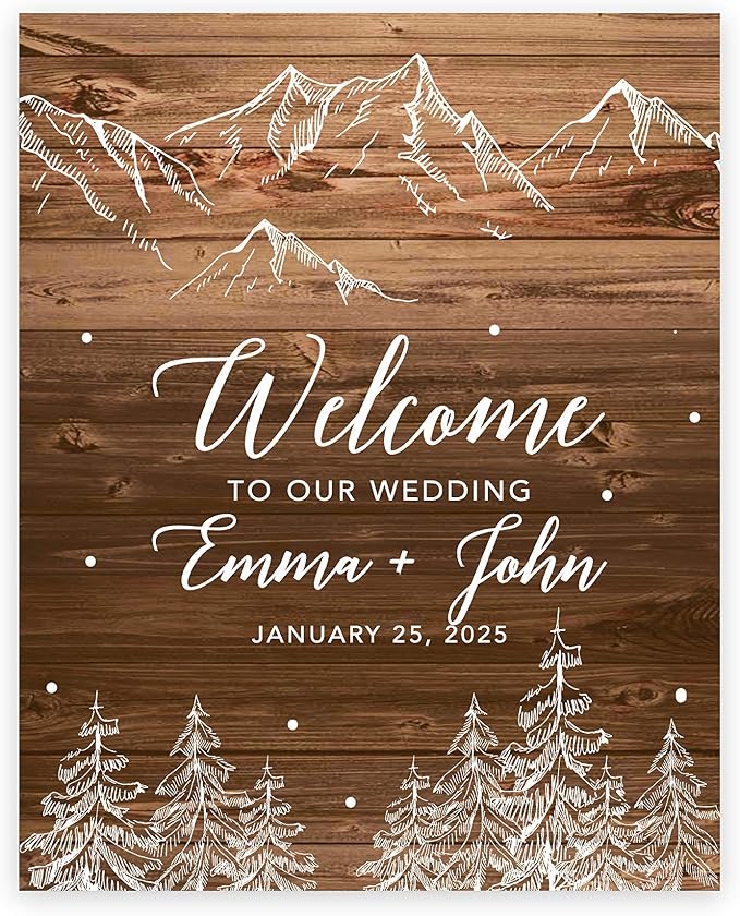 Andaz Press Custom Large Canvas Wedding Guest Book Alternative, 16 x 20 Inches, Rustic Wood White Forest Vertical Personalized Sign Our Canvas Guest Book Signs For Wedding Rustic Woodland Theme Events by AndazPress