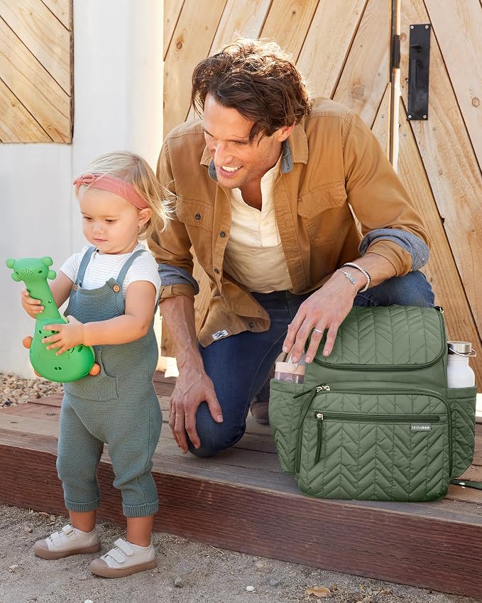 Skip Hop Diaper Bag Backpack: Forma, Multi-Function Baby Travel Bag with Changing Pad & Stroller Attachment, Sage - Image 5