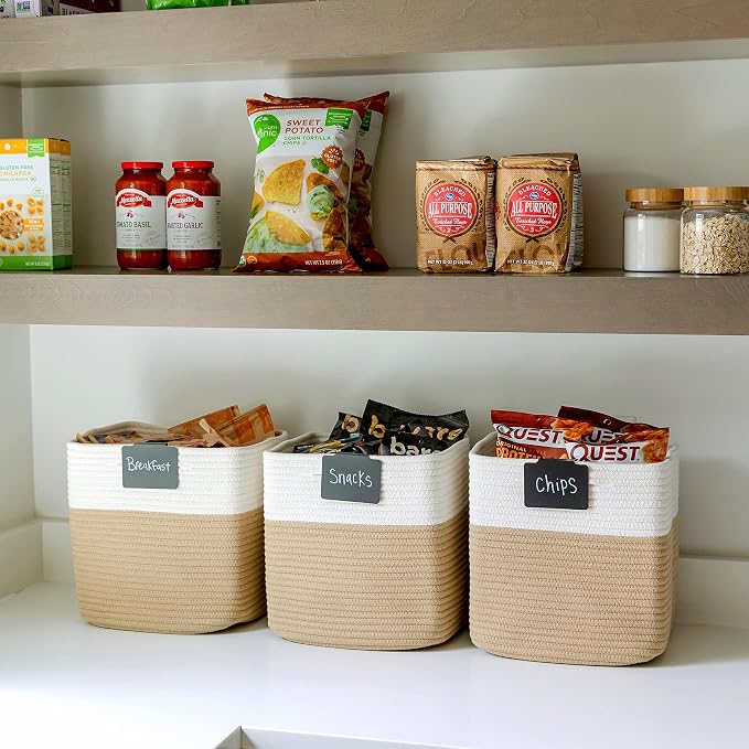 NaturalCozy Storage Cubes 11 Inch Cotton Rope Woven Baskets for Organizing, 3-Pack | Cube Storage Bin | Square Storage Baskets for Shelves Organizer, Classroom, Kids Toy Bins, Closet, Baby Nursery - Image 7