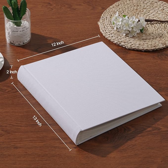 Pssoss Large Linen DIY Scrapbook Album with Writing Space, 100 Pages, White | Fits 3x5, 4x6, 5x7, 6x8, and 8x10 photos for baby, wedding, family, children, anniversary, and memory keeping. - Image 5