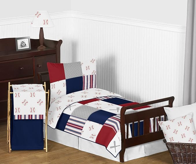 Sweet Jojo Designs Red and White Sports Organizer Storage Bins for Baseball Patch Collection - Set of 2 - Image 4