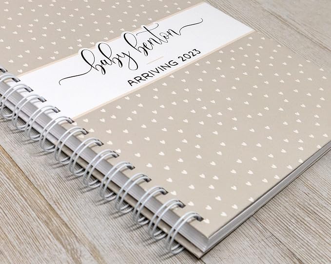 Personalized Pregnancy Journal - Hardcover Pregnancy Memory Book Customized with Baby’s Name, Nickname or Phrase - Prompted Journal for New Moms (Ivory Hearts) - Image 2