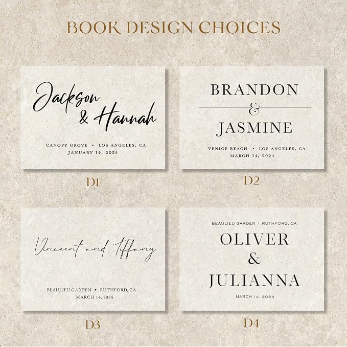 Personalized Wedding Guest Book w/Names, Date, and Address, Custom Hardcover Guest Book for Wedding Reception, Blank Pages for Signing - Terracotta - Image 3