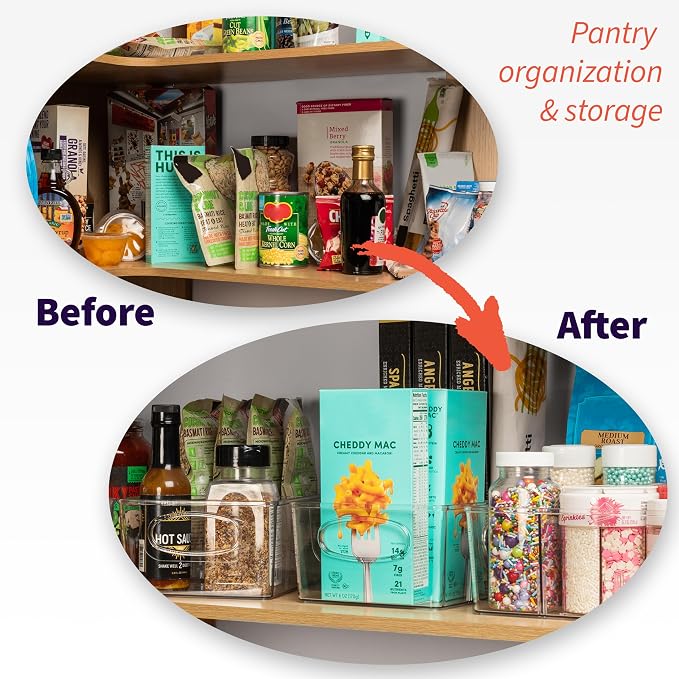ClearSpace Pantry Organizers and Storage and Cabinet Organizer, 8 Pack | Organize snacks, groceries, and kitchen essentials with storage bins designed for pantry shelves, refrigerators, and cabinets - Image 2