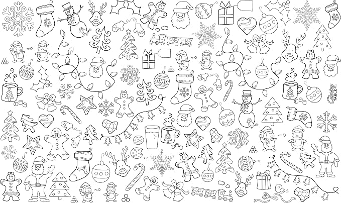 Holiday Design – XL Rectangle Tablecloth 60”X102” – Interactive Coloring Tablecloth for Kids – Poly/Cotton Fabric - Washable and Reusable – DIY Coloring Activity for Children and Adults - Image 3