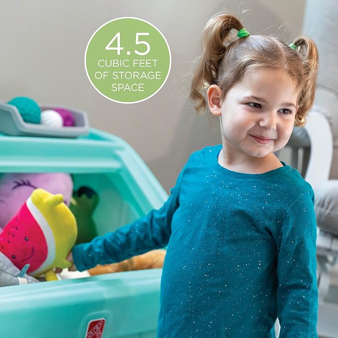 Step2 2-in-1 Toy Box & Art Lid, Kids Toy Storage Bin & Organizer, Easel & Chest in One, Made of Durable Plastic, For Toddlers 2+ Years Old, Mint - Image 4