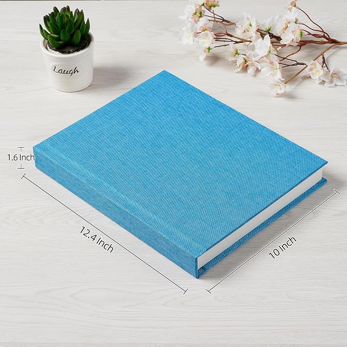 Pssoss 8x10 Photo Album with Writing Space, Linen Cover, 20 Photos, Blue | High-GSM writable pages with easy slip-in pockets for weddings, baby photos, family memories, travel, and anniversaries. - Image 2