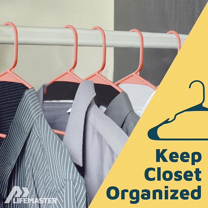 Lifemaster Plastic Clothes Hangers – Heavy Duty Hanger Set, for Organizing Clothes, Dresses, and Coat, Holds Up to 5 lbs, Space-Saving Hangers with Non-Slip Shoulder Grooves, Pack of 5, Dark Brown - Image 5