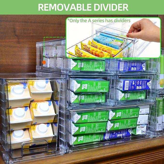 Clear Stackable Acrylic Storage Drawers(2 Pack), Plastic Organizer Bins with Handles, Easy Assembly for Bathroom Kitchen Pantry Cabinet Under Sink Snack Home Storage Solutions - Image 4