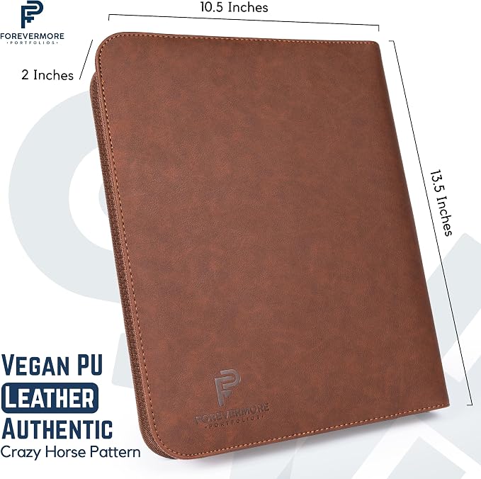 Forevermore Portfolio Binder, 1" Removable 3-Ring, Vegan Leather, Brown - Image 5