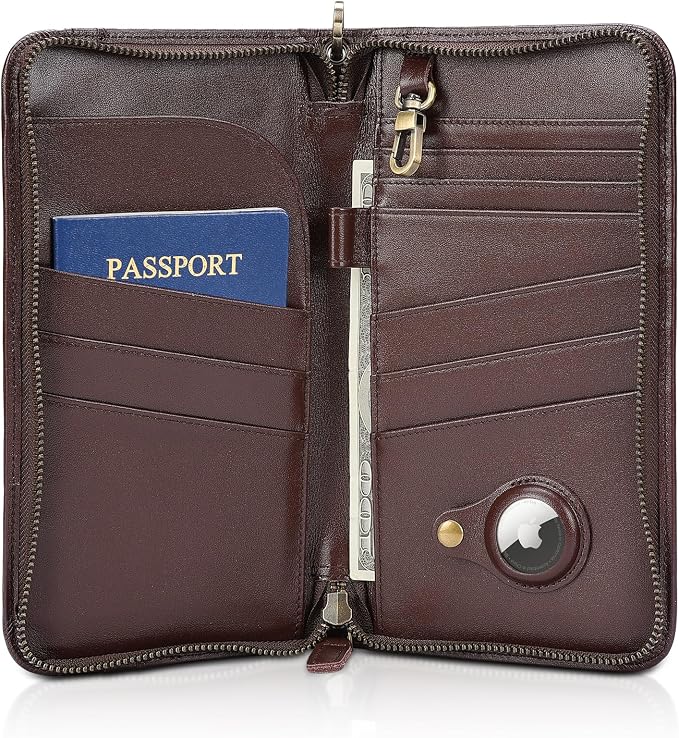 Polare Full Grain Leather Family Travel Passport Wallet and Documents Organizer RFID Blocking Case Holder Fits 6 Passports for Men and Women by polareoriginal