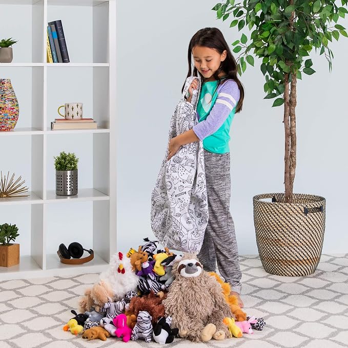 Posh Stuffable Kids Stuffed Animal Storage Bean Bag Chair Cover - Childrens Toy Organizer, Medium 27" - Fun Coloring Fabric - Image 6