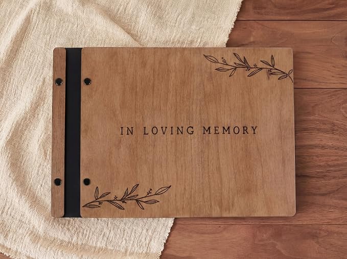 Aspen Studio Funeral Guest Book with Signing Pen in Loving Memory Wooden Funeral Guest Book for Memorial Funeral Service with Signing Pen for Funeral Reception - Image 2