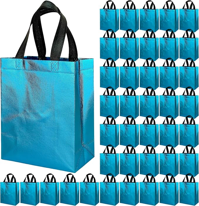 BLEWINDZ 100 Medium Reusable Gift Bags with Handles - Ideal Party Favors & Shopping Bags (10 Colors) by BLEWINDS