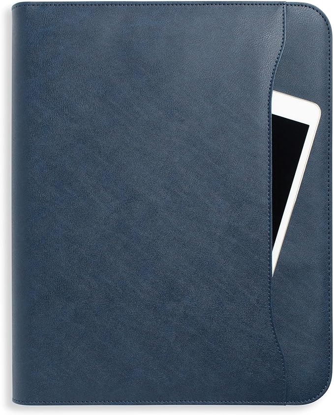 Forevermore Portfolio Binder, 1" Removable 3-Ring, Vegan Leather, Blue - Image 3