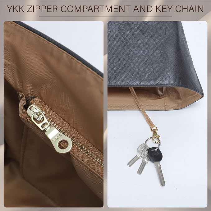 Purse Organizer Insert for Longchamp Le Pliage Medium, Black Brown | 6-Compartment Bag Organizer with YKK Zipper Pocket, Cup Holder, Key Chain, Waterproof DupontPaper Lightweight Handbag Shaper - Image 8