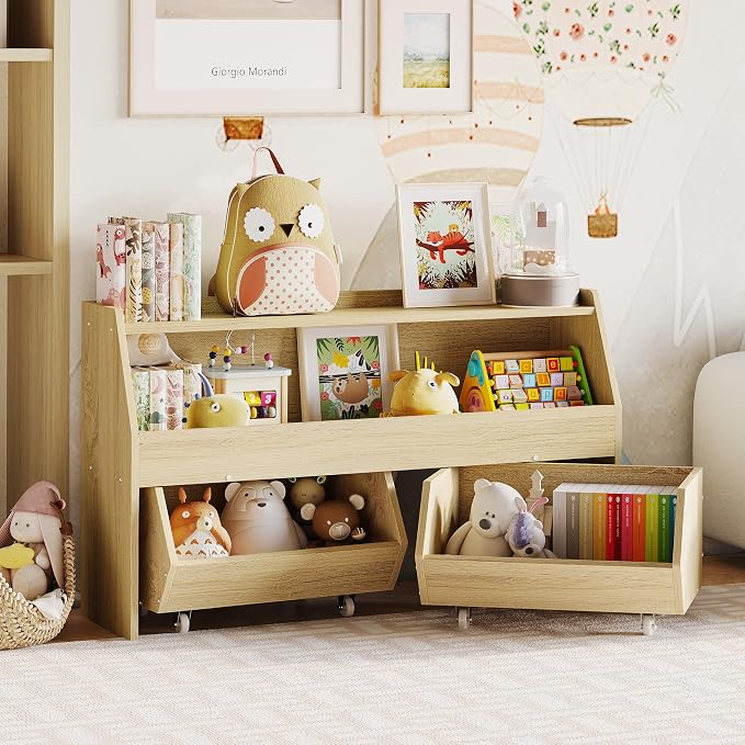 Kids Toy Storage Organizer, Kids Toy Organizer, Playroom Organization | 2 Movable Drawers Encourage Good Organization Habits, Organizador de Juguetes, Toddler Toy Storage, Nursery Toy Storage by Fulhope