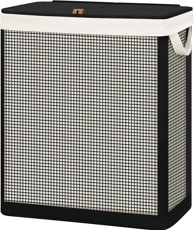 STO STO 2 Section Laundry Hamper with Lid, 140L Steel-Frame Double Laundry Hamper with Removable Washable Liner, Breathable Large Laundry Basket for Bedroom, Bathroom, Laundry Room, Dorm, Closet - Image 9