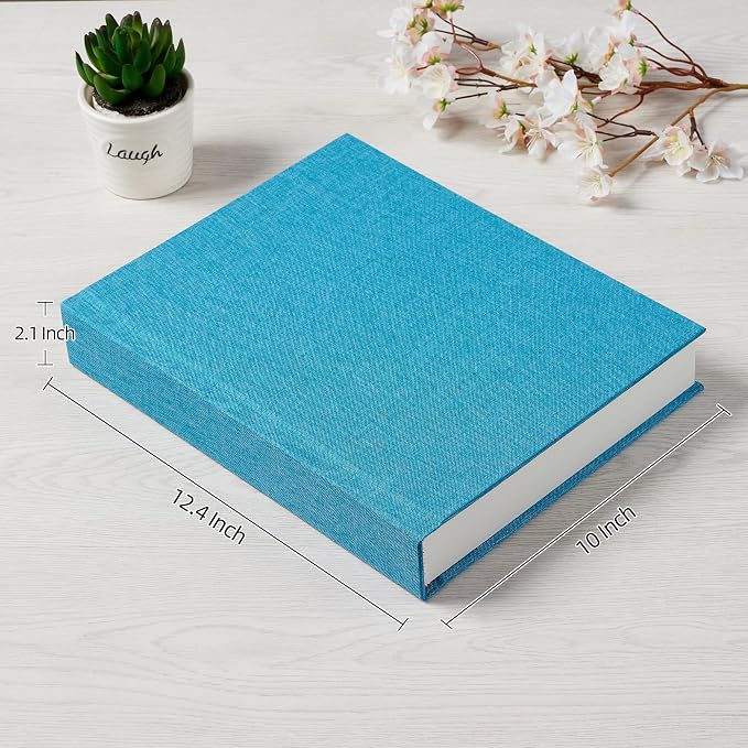 Pssoss 8x10 Photo Album with Writing Space, Linen Cover, 30 Photos, Blue | High-GSM writable pages with easy slip-in pockets for weddings, baby photos, family memories, travel, and anniversaries. - Image 2