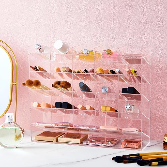 MotiMind Acrylic Pen and Marker Organizer for 300 Markers | 21 Compartments, Vertical Marker Pencil Organizer, Acrylic Pen Display Holder, Art Supply Storage for Desk Stationery, Clear - Image 5