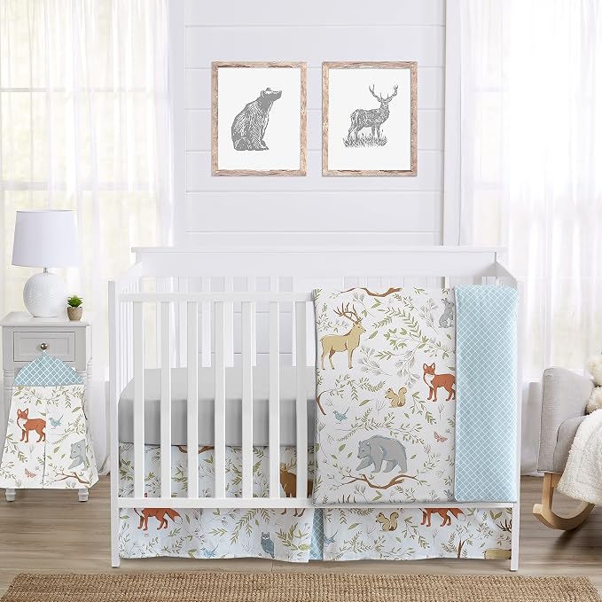 Sweet Jojo Designs Woodland Animal Toile Foldable Fabric Storage Cube Bins Boxes Organizer Toys Kids Baby Childrens for Collection Set of 2 - Image 3