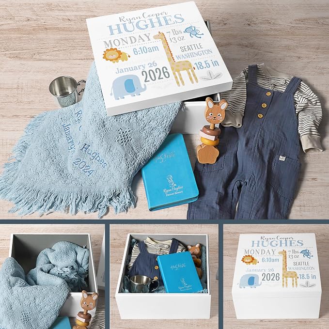 Let's Make Memories Personalized Baby's First Keepsake Box - Memento Storage - Memories Box - Baby Shower - Nursery Decor - For Boys - 6" Hx12 Square - Baby's First - Pink - Image 4