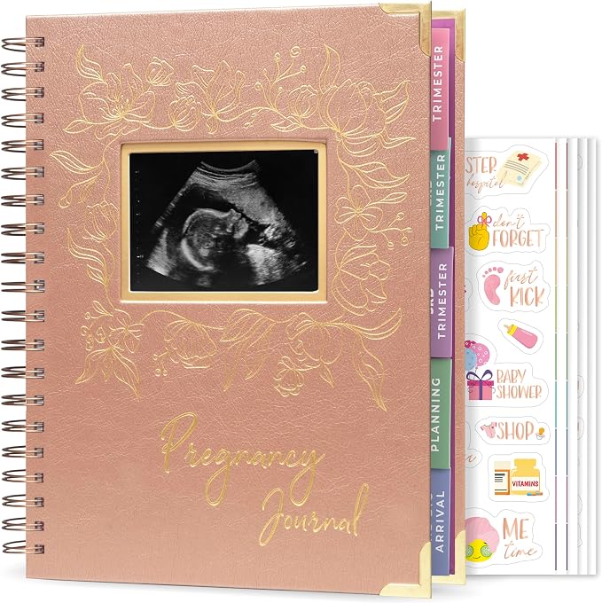 Clever Fox Pregnancy Journal, Expecting First Time Mom Planner Rose Gold | SonoFrame edition, Organized pregnancy & baby diary with weekly countdown calendars & checklists, memory book 9 x 10.5 in by CleverFox