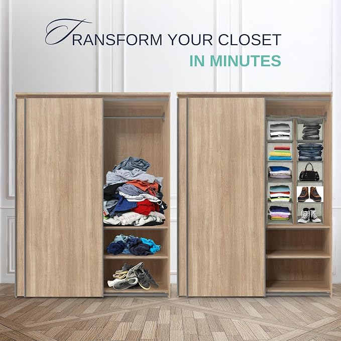Fabric Closet Organizer, Collapsible Hanging Closet Organizers and Storage - Hanging Closet Organizer with Removable Drawer for Travel, Home Organization Shelves and Dorm Storage Room Essentials - Image 6