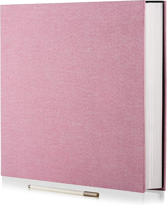 Large Photo Album Self Adhesive 4x6 5x7 6x8 8x10 Pictures Scrapbook Magnetic Album DIY Scrap Book 60 Sticky Pages Linen Cover DIY Photo Album with A Metallic Pen and DIY Accessories(Pink) by HoneyTolly