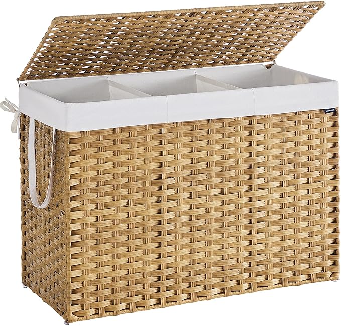 SONGMICS Laundry Hamper with Lid, 52.8 Gal (200 L) Synthetic Rattan,Foldable by Unknown