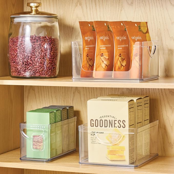 iDesign Plastic Stackable Kitchen Cabinet Storage Bin, Clear | With Handles, Pantry Organizer - Image 3