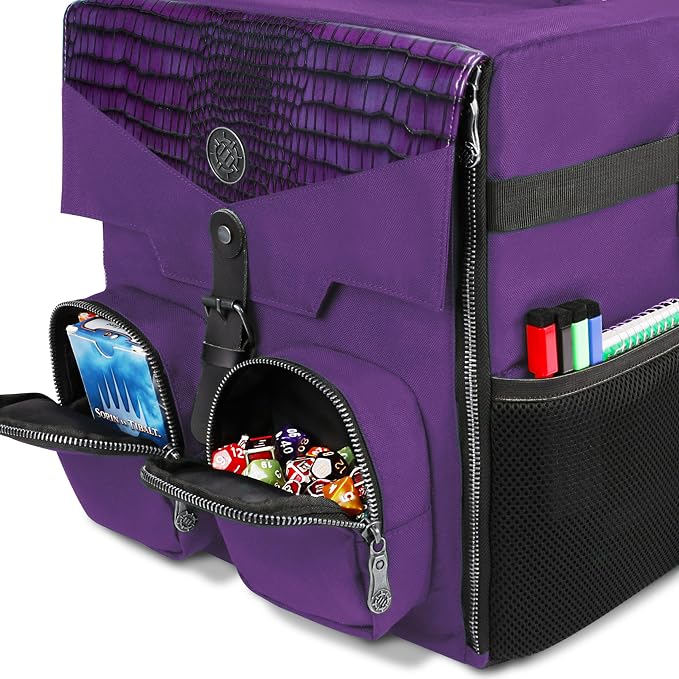ENHANCE Board Game Shoulder Bag - Collector's Edition Board Game Storage with Shoulder Strap and Accessories Pockets for Dice, Cards, More - Reinforced Carrier Protects Tabletop Games (Dragon Purple) - Image 5