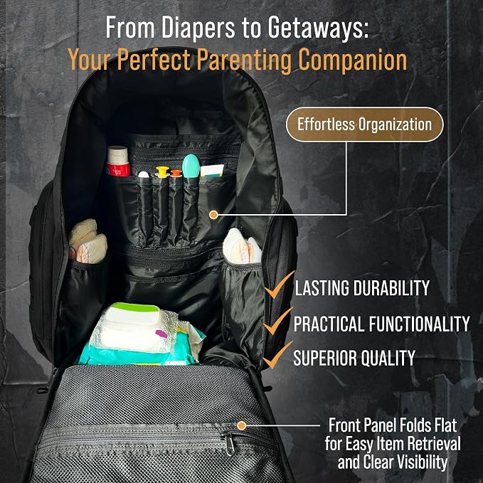 Diaper Changing Backpack | Diaper Bag for Dads w/Changing Pad, Discrete Concealed Pocket for Personal Items - Image 7