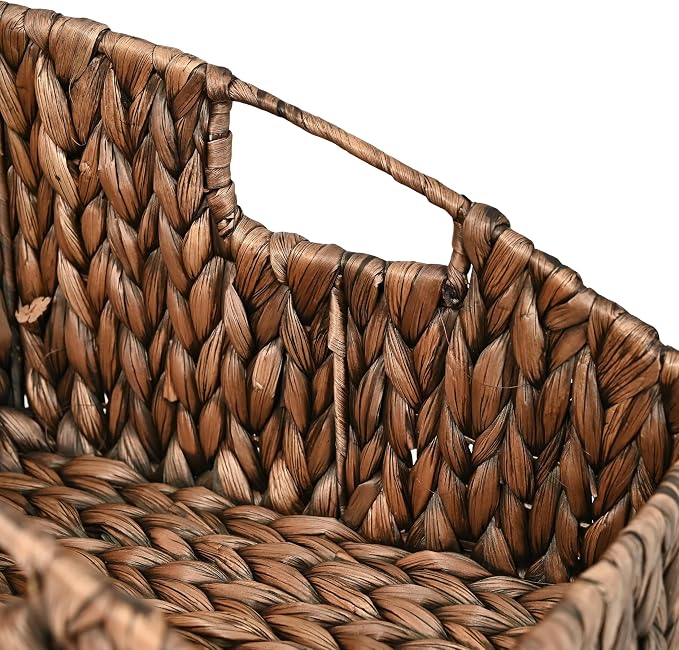 happimess Havanah 2-Piece Slanted Pantry Baskets Hyacinth 11", Brown | Southwestern Style, Hand-Woven Design, Nesting Storage, Built-In Handles, Iron Frame, Decorative Containers - Image 4