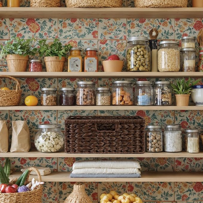 GRANNY SAYS Wicker Storage Baskets for Shelves, Plastic Brown Basket,1-Pack | Waterproof Wicker Baskets for Organizing, Woven Baskets for Shelves, Decorative Basket for Pantry, Brown Basket for Storage - Image 7