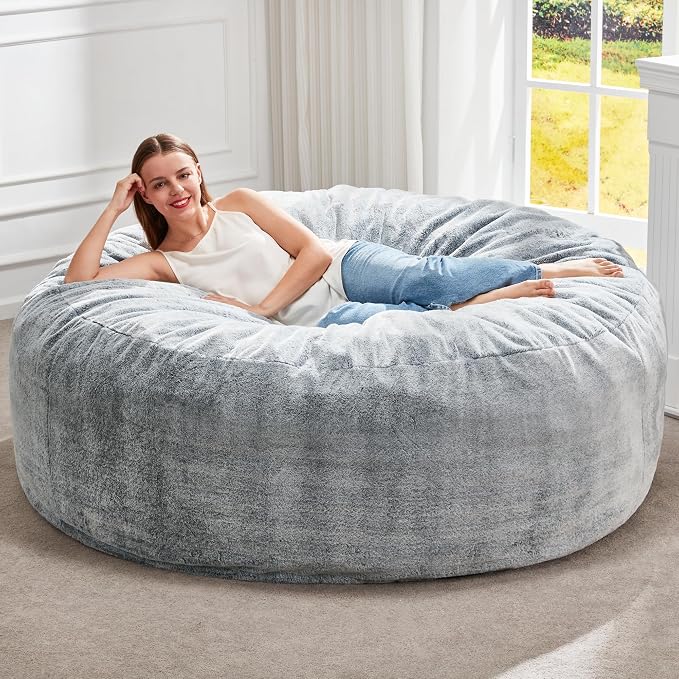 Hobestluk Bean Bag Chair for Adult Giant Beanbag with Filler Grey 5FT | Breathable Material Removable Machine Washable Cover Memory Foam Living Room Bedroom Reading Gaming Oversized Large Big by YourHomeDeservesMore