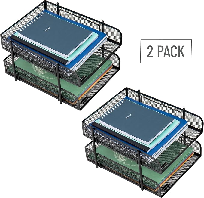 Mind Reader Paper Tray, Desk Organizer, Stackable, Storage, Office, Metal Mesh, 10.5" L x 13.25" W x 7.5" H, Black (Pack of 12) - Image 8