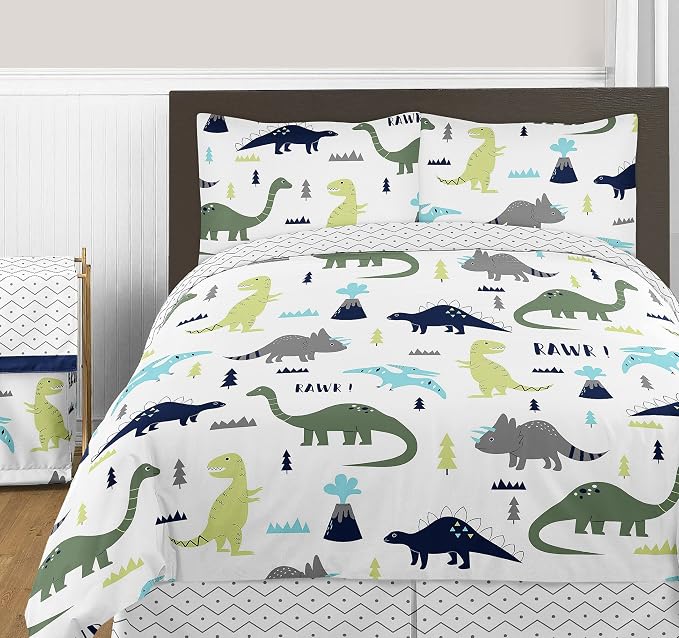 Sweet Jojo Designs Navy Blue and Grey Modern Dino Foldable Fabric Storage Cube Bins Boxes Organizer Toys Kids Baby Childrens for Mod Dinosaur Collection Set of 2 - Image 6