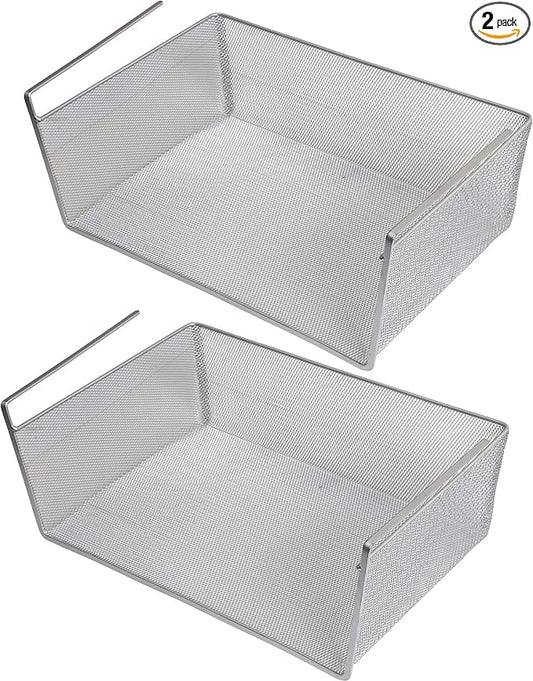 YBM Home Under Shelf Basket (2-Pack) Mesh Stainless Steel Storage Under Cabinet Hanging Basket Rack Maximize Space in Cabinets, Pantry Room, Bathroom, Laundry Room, and More, 1131 by YBMHome