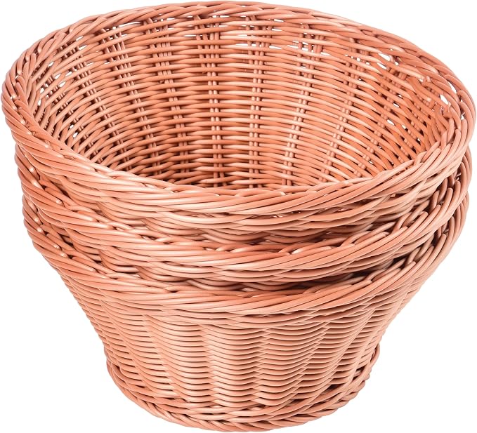 Constructive Playthings Plastic Wicker Storage Baskets, Round, Set of 3 | Organization Bins for Classroom, Home Decor, or Office Use, 10.5" x 4.75” - Image 2