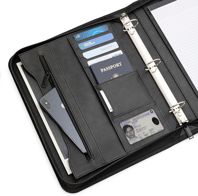 Forevermore Portfolio Binder, 1.5" Permanent 3-Ring, Vegan Leather, Black - Image 3