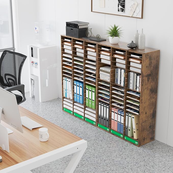 EasyPAG 60 Compartments Wooden Literature Organizer with Adjustable Shelves, 30000 Sheets Capacity Paper Organizer, Classroom Mailbox and Mail Sorter for Teachers and Office, Archaize - Image 9