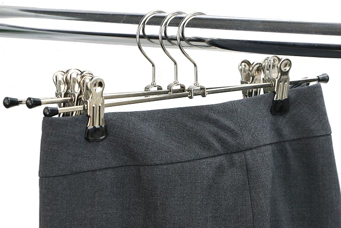 Mawa by Reston Lloyd Non Slip-Space Saving Clothing Hanger for Pant/Skirt with Two Non-Slip Clips, Style K/40D, 15.75", Set of 250, Black - Image 4